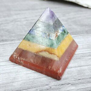 Rainbow chakra crystal pyramid home decor